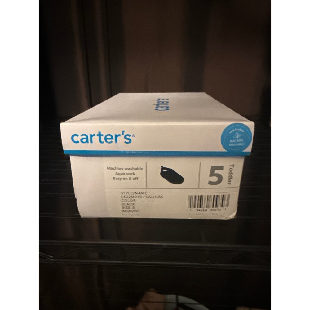 Carters Salinas Aqua Sock Black Blue Toddler Water Shoes CS22M01B Size 5 NEW